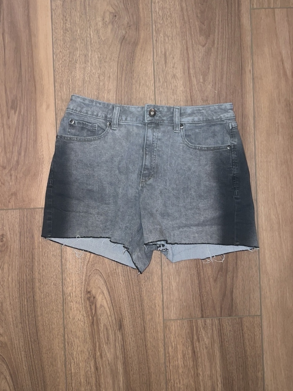 INC International Concepts Gray Ombre High-Rise Denim Shorts